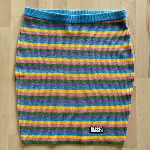The Ragged Priest Women's Pastel Horizontal Striped Mini Skirt size Medium - Picture 1 of 5